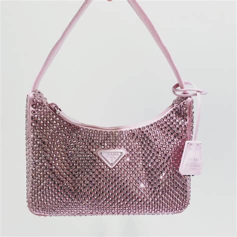 prada bag pink sparkle|prada pink rhinestone bag.